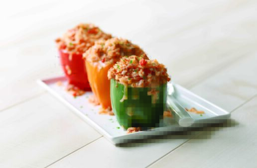 Zesty Stuffed Peppers In a Line