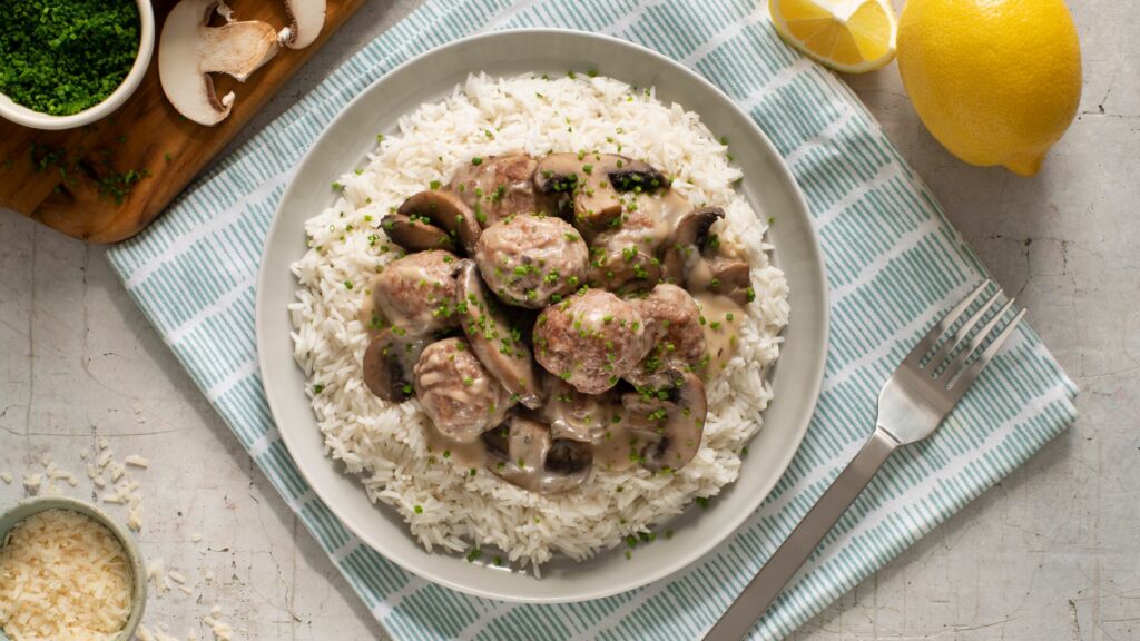meatball-stew-with-cremini-mushrooms-served-over-basmati-rice