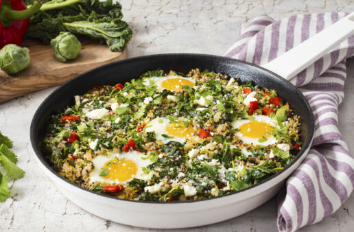 green-shakshuka-with-kale-brussels-sprouts-feta-cheese-and-quinoa
