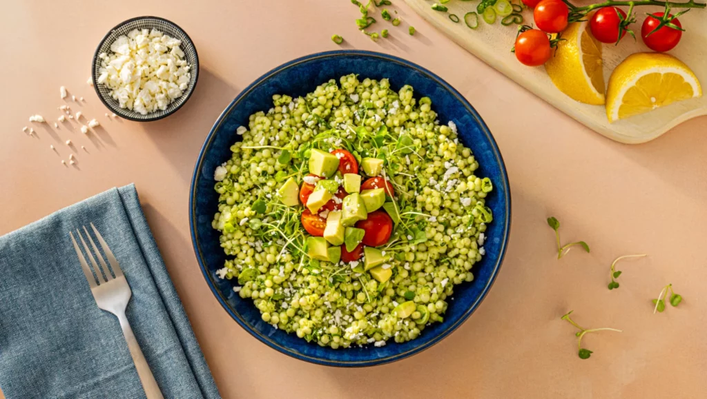 green goddess pearl couscous salad